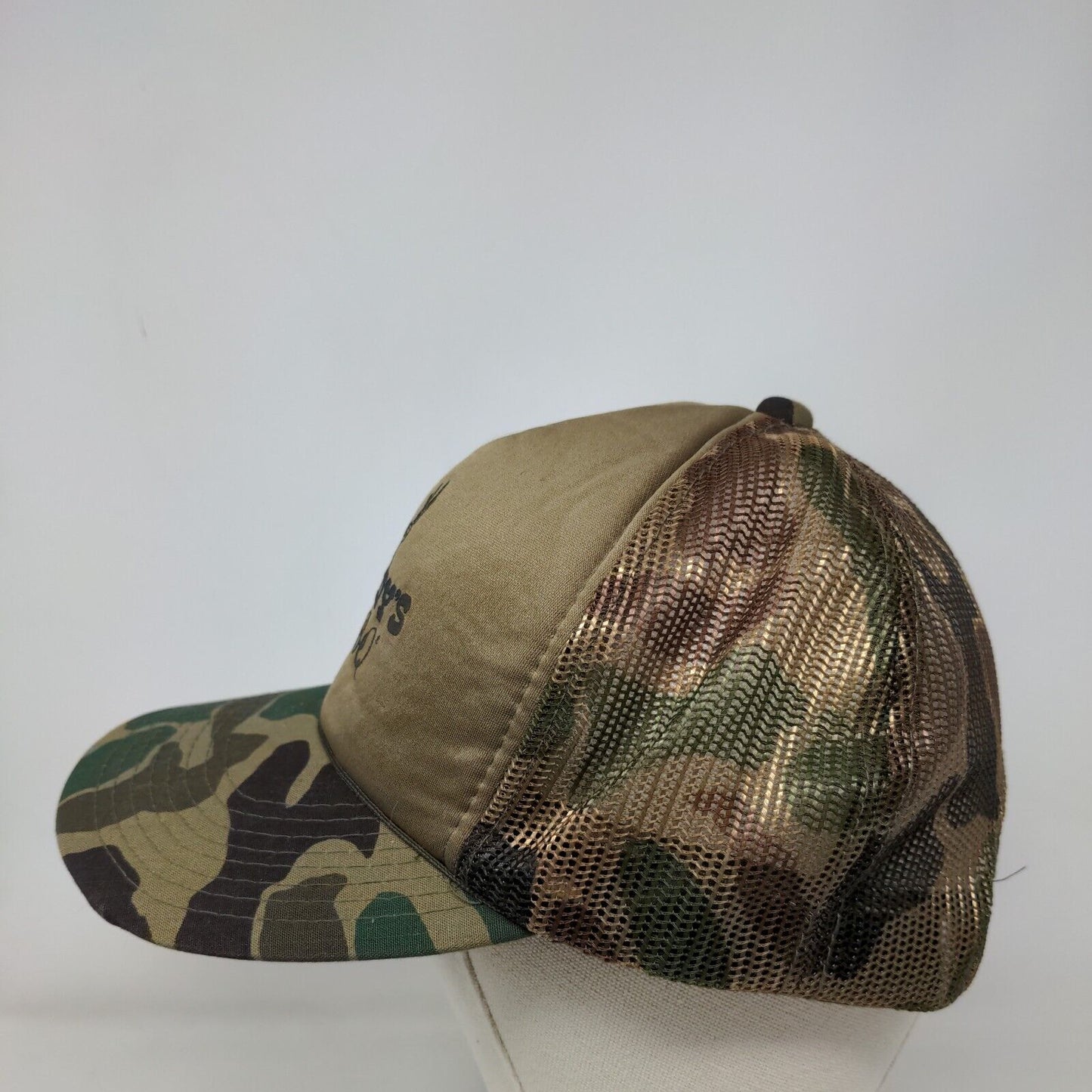 Woody's Bar BQ Snapback Trucker Hat Camouflage OSFA Adjustable Mesh Back