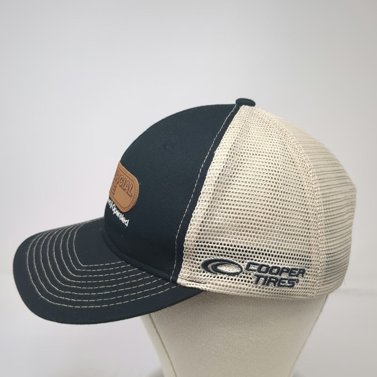 Commercial Tire Cooper Black One Size Trucker Hat Mesh Snapback Leather Patch