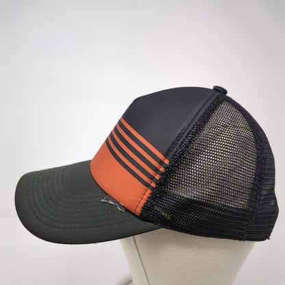 Striped Snapback Trucker Hat Black One Size Adjustable Mesh Back Polyester