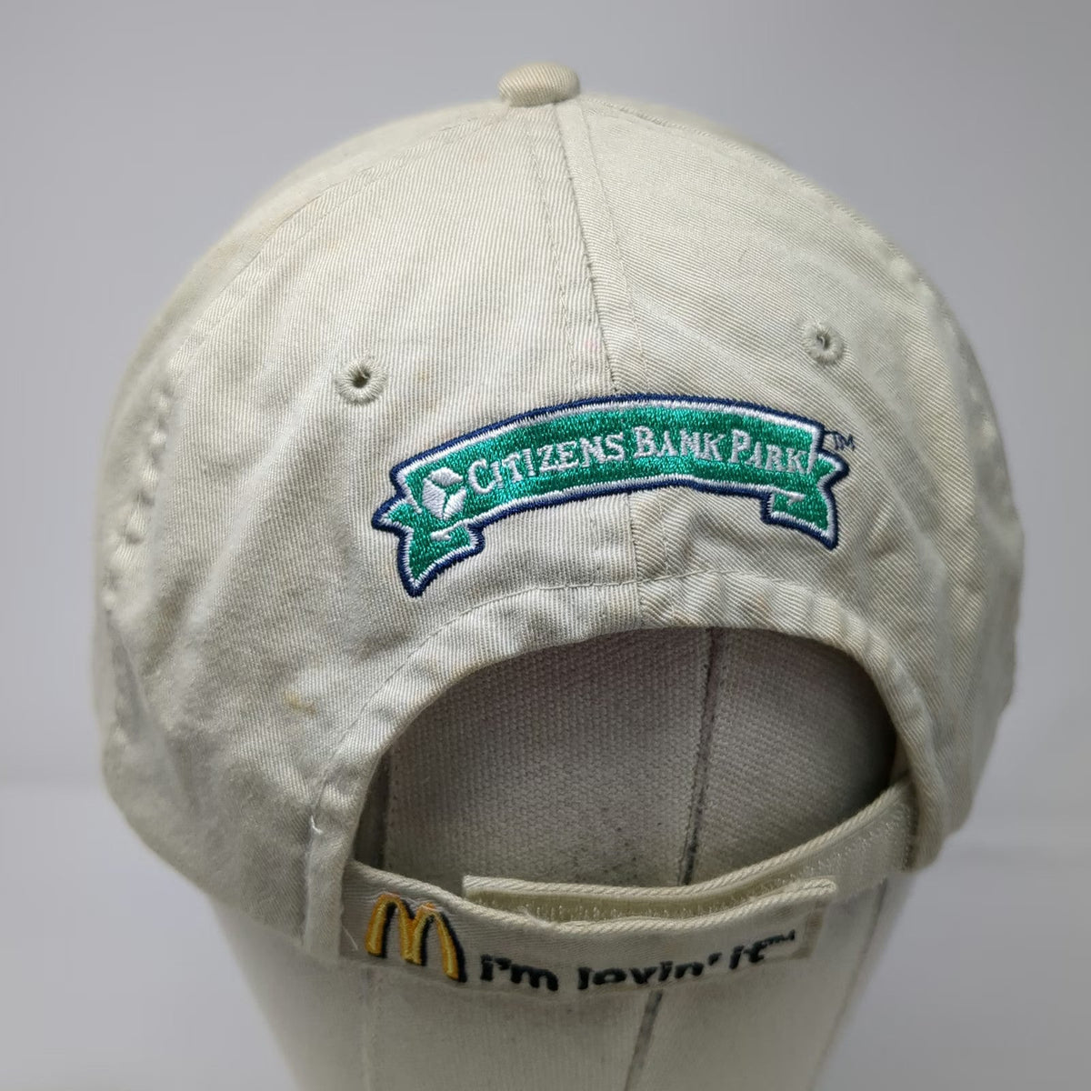 Baseball Cap Beige One Size Phillies 2004 Citizens Bank Park McDonalds Logo Hat