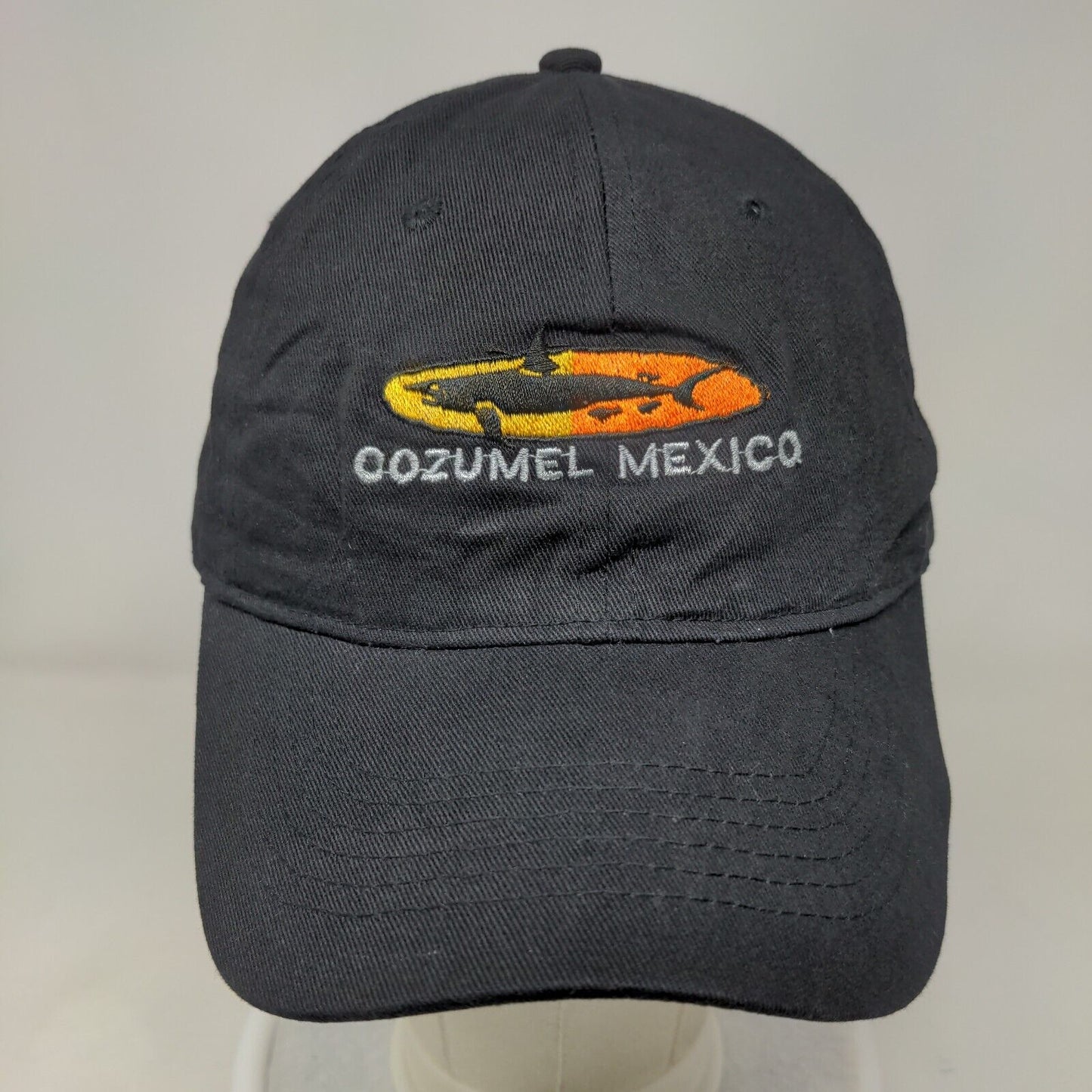 Cozumel Mexico Shark Slideback Hat Black One Size Embroidered 6 Panel