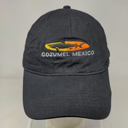Cozumel Mexico Shark Slideback Hat Black One Size Embroidered 6 Panel
