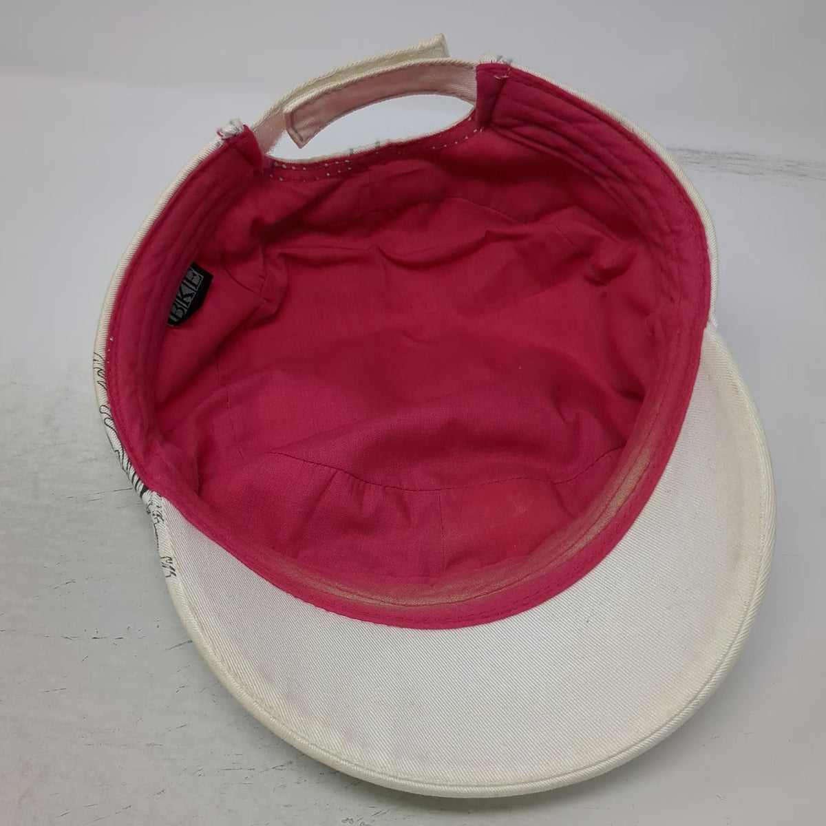 BKE Army Cap White One Size Ornate Graphic Rhinestones Pink Lining Strapback Hat