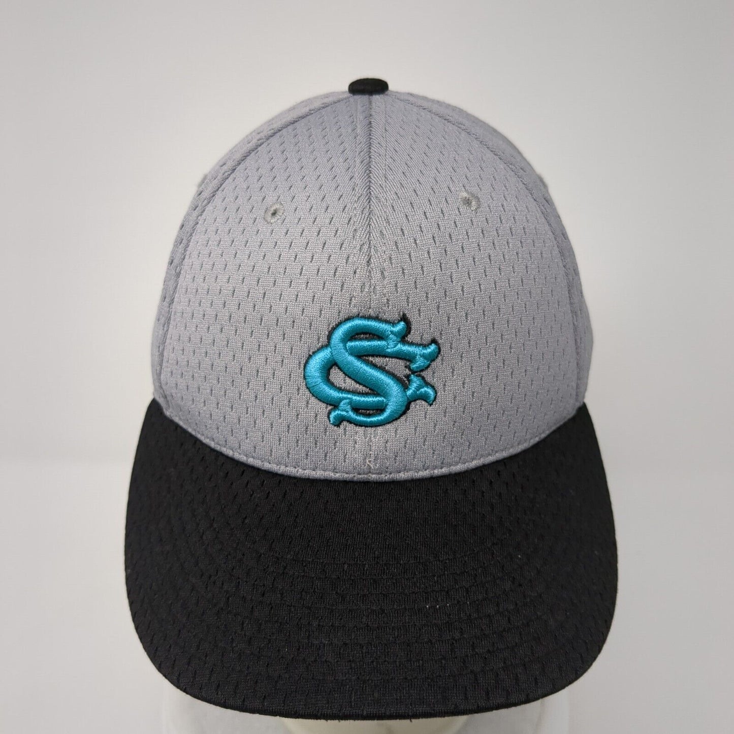 Columbus Sharks Fitted Hat Gray One Size Embroidered Logo Richardson