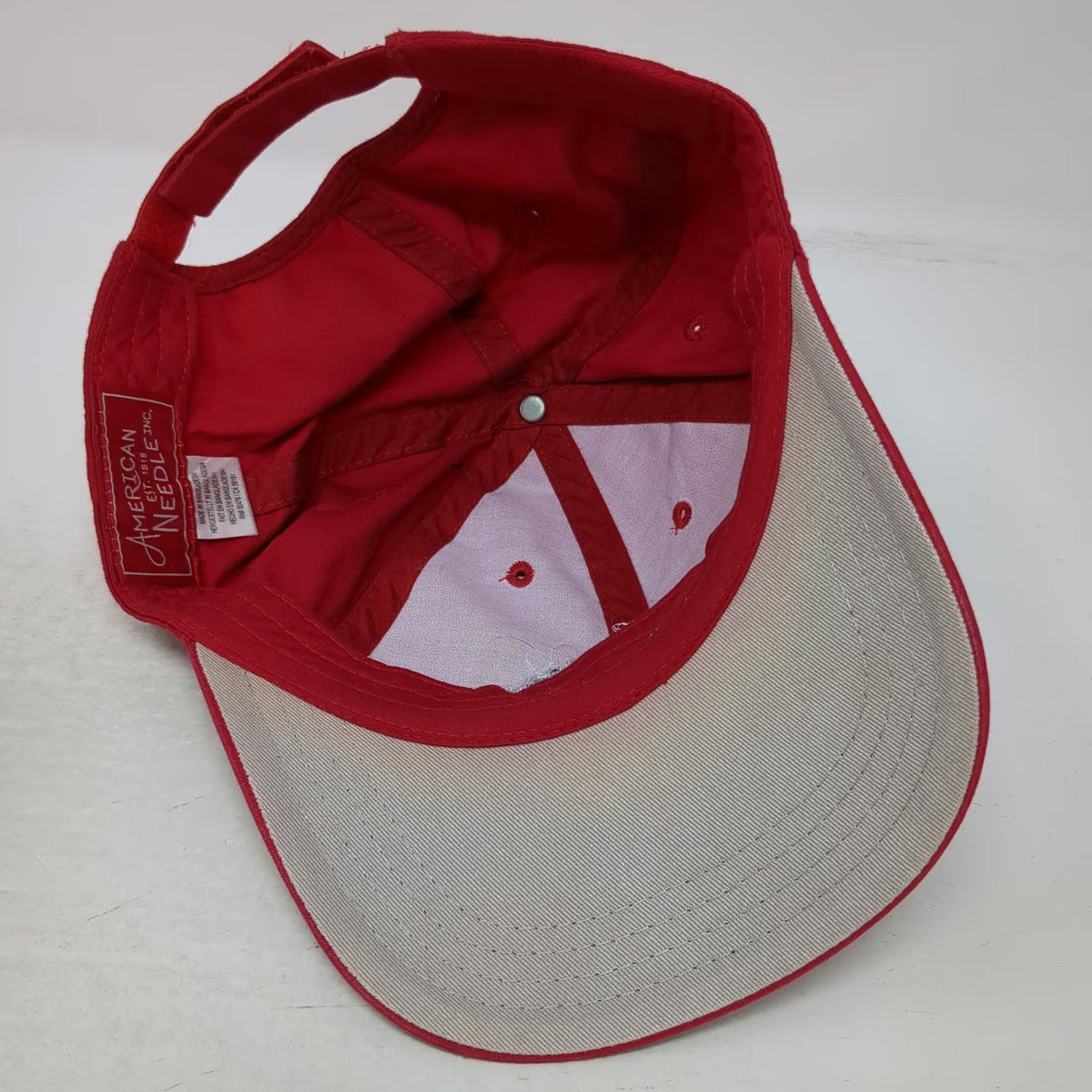 American Needle Baseball Cap Red One Size Strapback Sandy Burr Golf School Hat