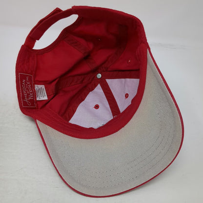 American Needle Baseball Cap Red One Size Strapback Sandy Burr Golf School Hat