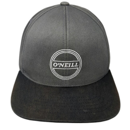 O'Neill Snapback Gray Black Hat One Size Embroidered Logo Two Tone Flat Brim