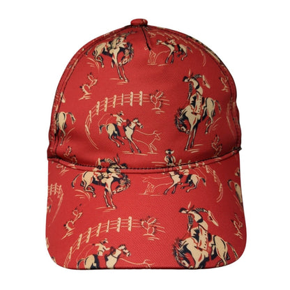 Rodeo Horse Strapback Hat Red One Size Adjustable Animal Print 6 Panel