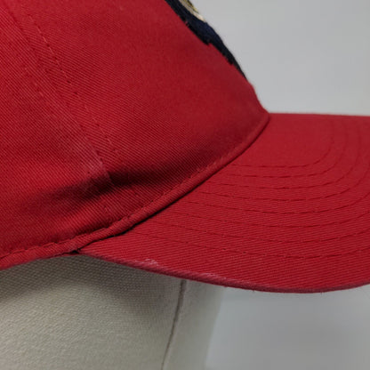 Owl Strapback Hat Red OSFM Adjustable Embroidered Outdoor Cap