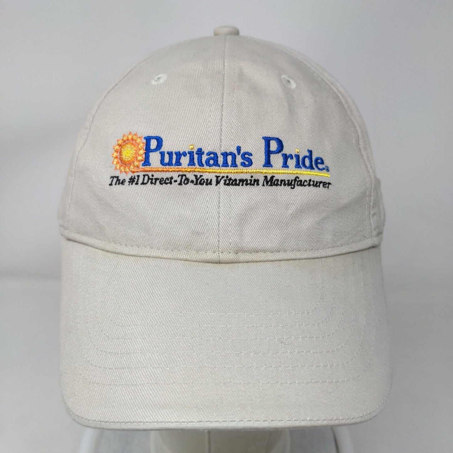 Puritan's Pride Strapback Hat Tan OSFA Embroidered Adjustable 6 Panel