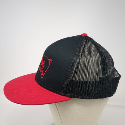 OTTO Trucker Hat Black Red One Size R&R Barbeque Pig Mesh Flat Bill Snapback