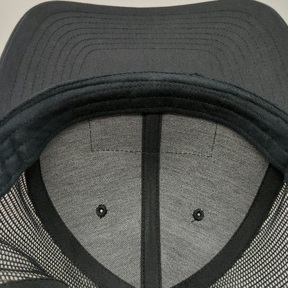 Richardson Trucker Hat Black One Size Mesh Snapback Leather Patch Mountains