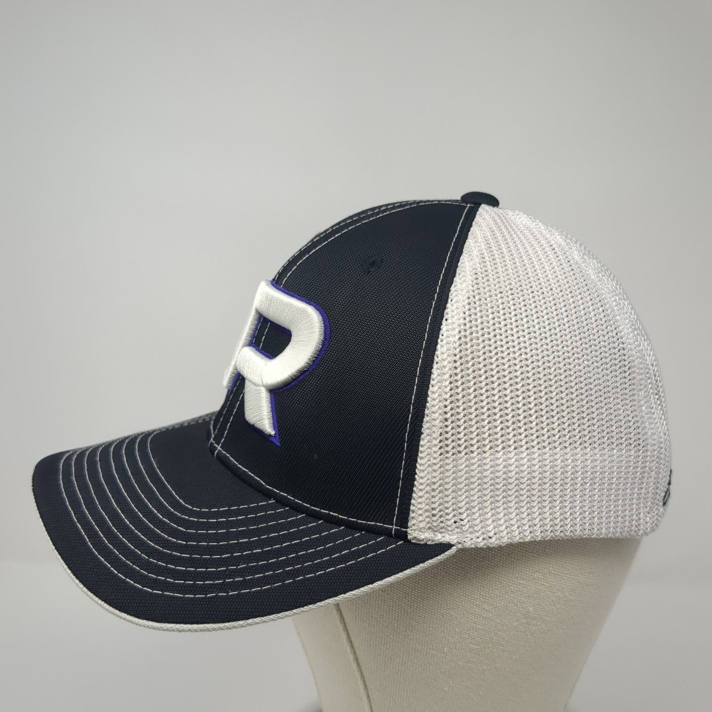 Rocky Fitted Trucker Hat Black 7 3/8 Embroidered Mesh Back Pacific Headwear