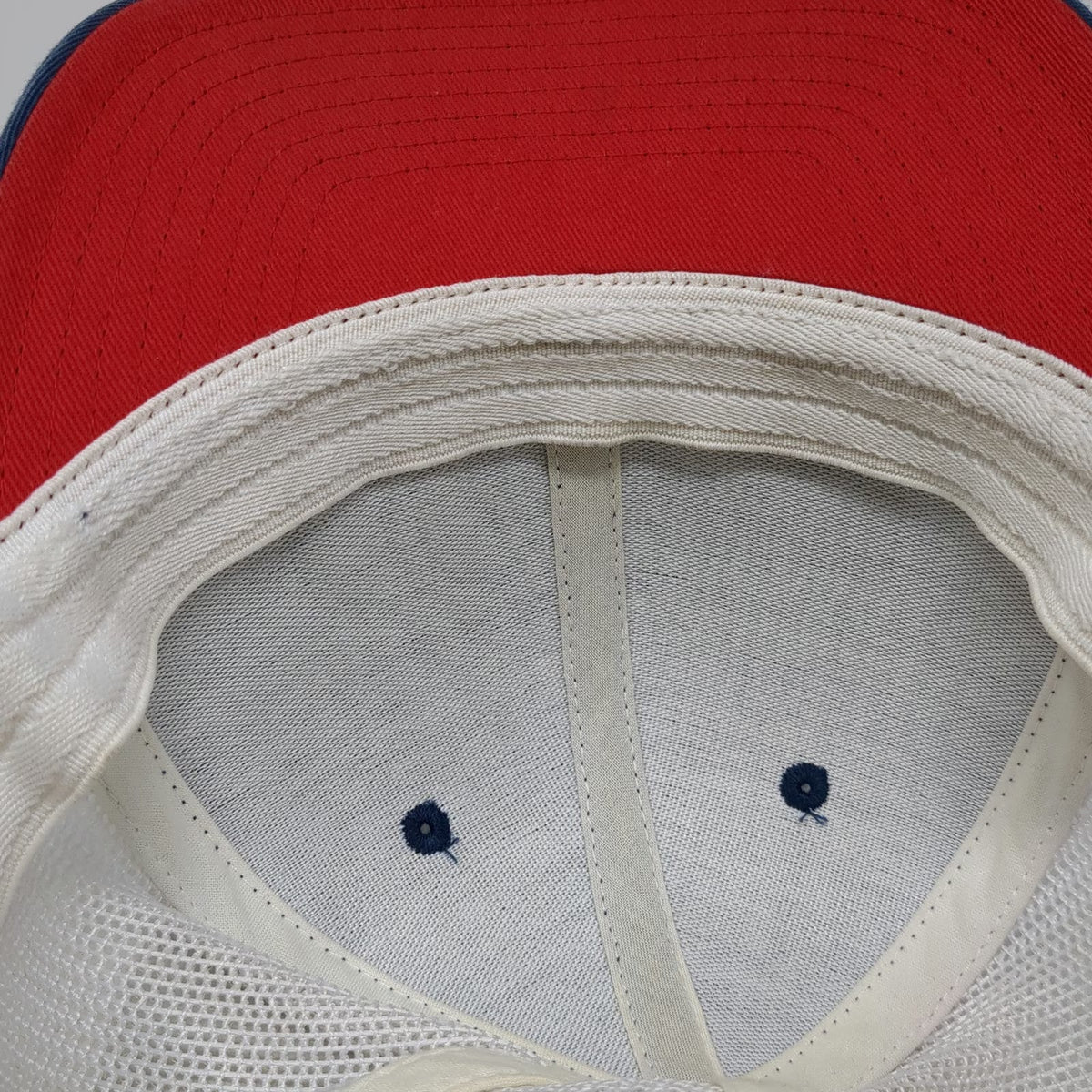 Columbia Baseball Cap Blue M Hat Mesh Back Red Underbrim Flexfit PFG Fish Logo