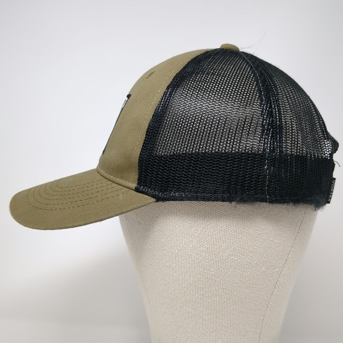 Vortex Trucker Hat Brown Black White OSFM Snapback Mesh Patch Logo Optics Cap