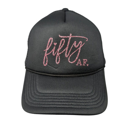 Fifty AF Snapback Trucker Hat Black One Size Adjustable Mesh Back Rope 6 Panel