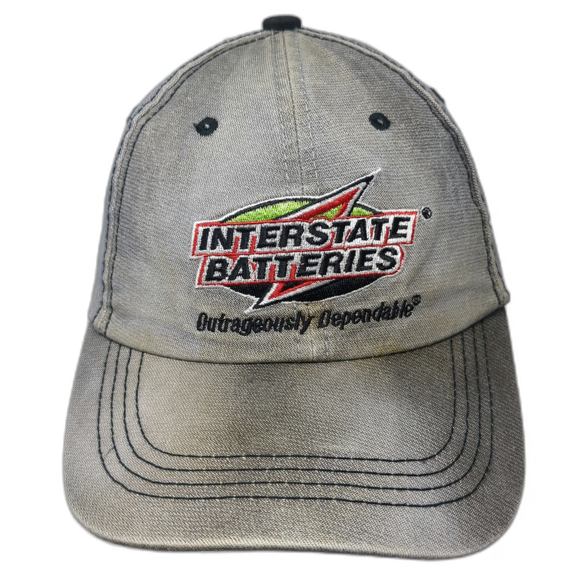 Interstate Batteries Hat Baseball Cap Gray One Size Distressed Adjustable Strap