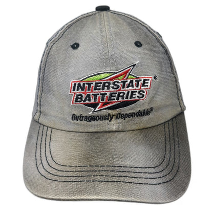 Interstate Batteries Hat Baseball Cap Gray One Size Distressed Adjustable Strap