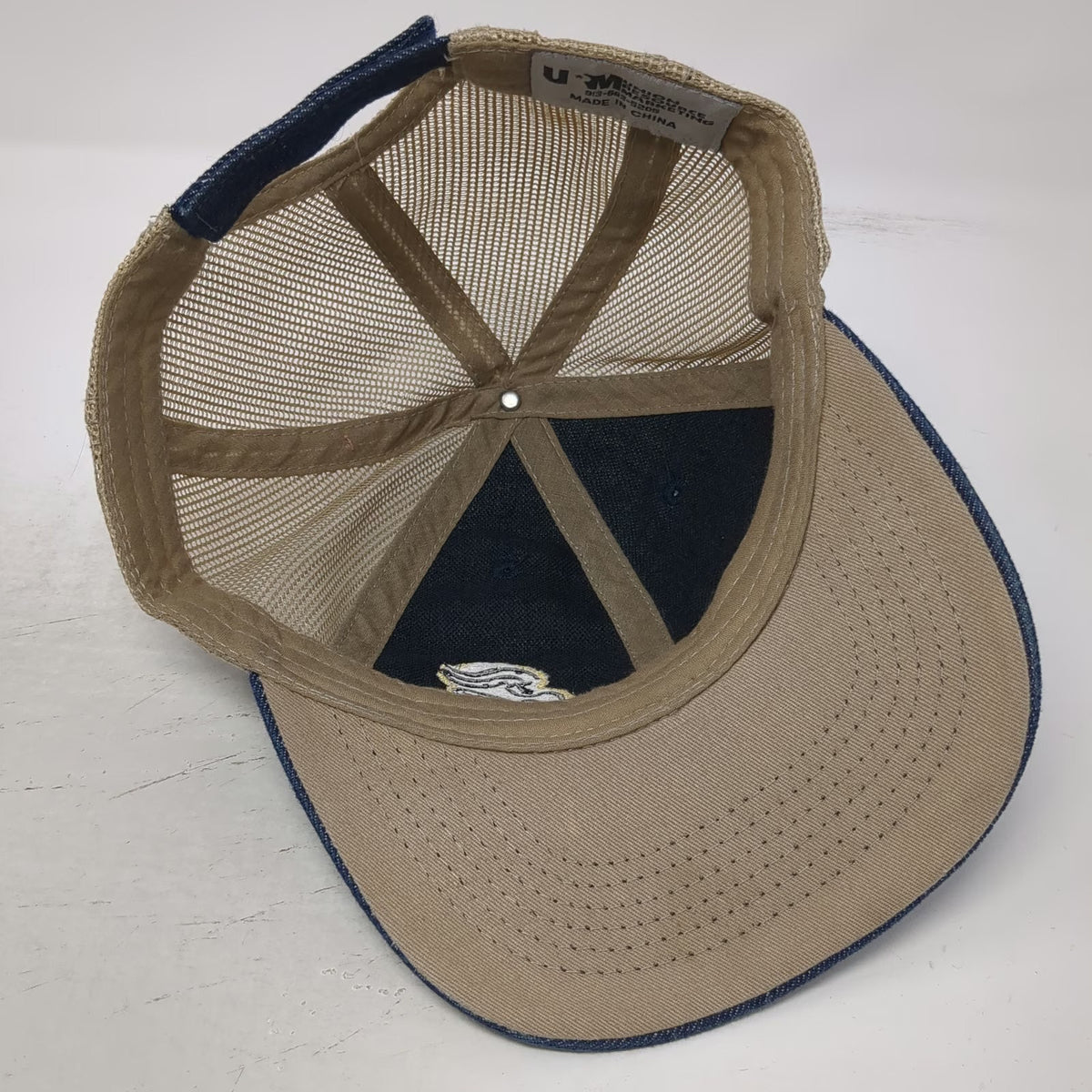 Union Resource Marketing Baseball Cap Blue Beige One Size Mesh Back Denim Hat