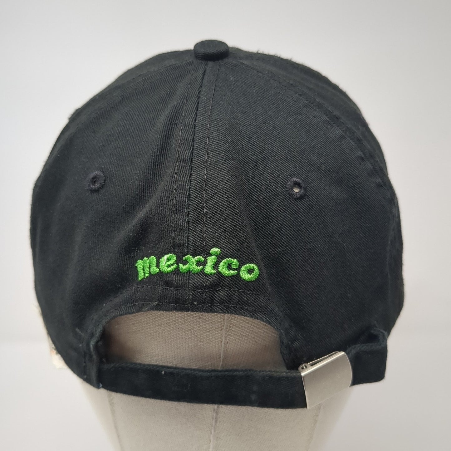 Cancun Mexico Lizard Slideback Hat Black One Size Adjustable Embroidered