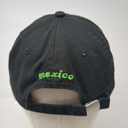 Cancun Mexico Lizard Slideback Hat Black One Size Adjustable Embroidered