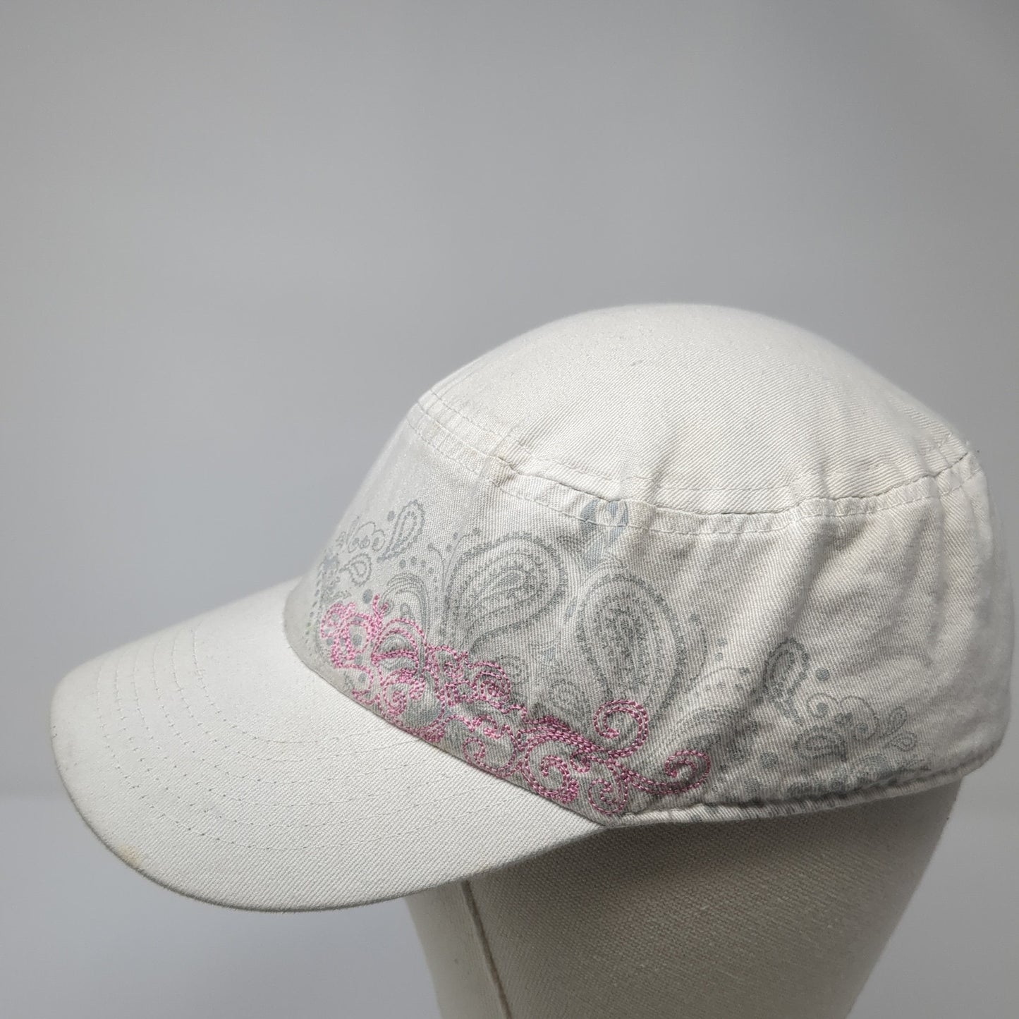 Unbranded Cadet Army Cap White One Size Stretch Lightweight Paisley Print