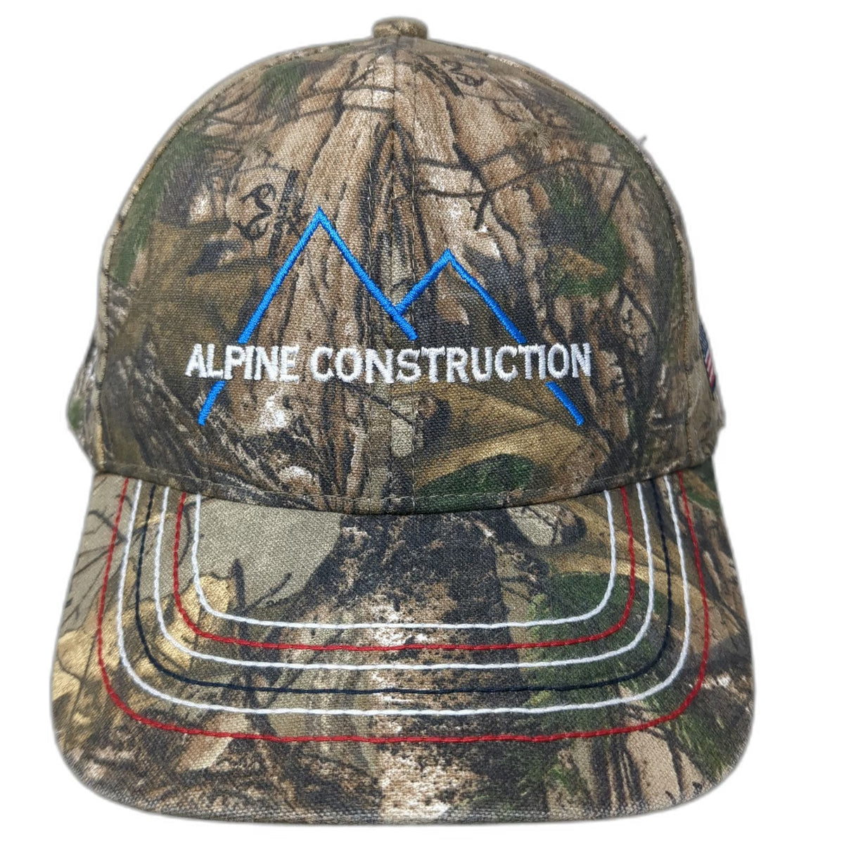 Port Authority Baseball Cap Brown Camo One Size Alpine Construction USA Flag Hat