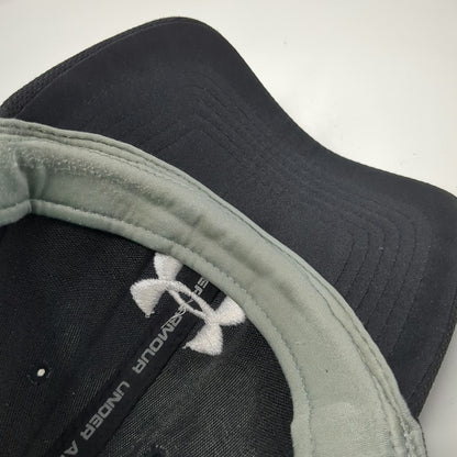 Under Armour Baseball Cap Black L Stretch Fit Mesh Embroidered Patch Sport Hat