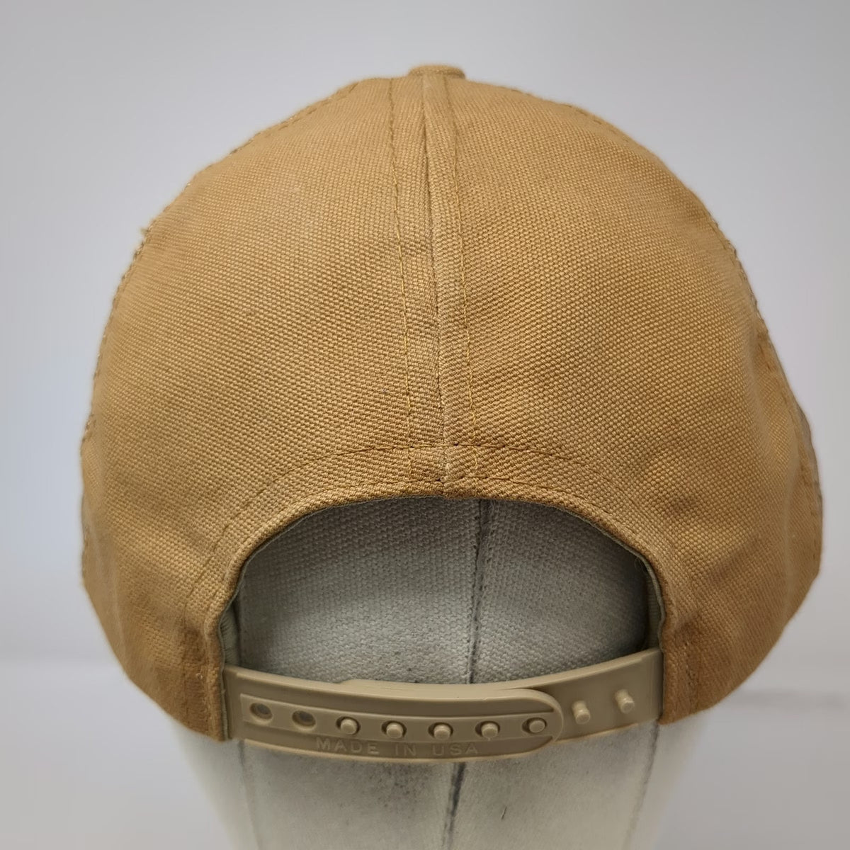Carhartt Snapback Hat Brown Mesh Back Patch Made in USA Trucker Cap Vintage