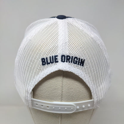 Blue Origin Snapback Trucker Hat Blue One Size Adjustable Patch Mesh Back