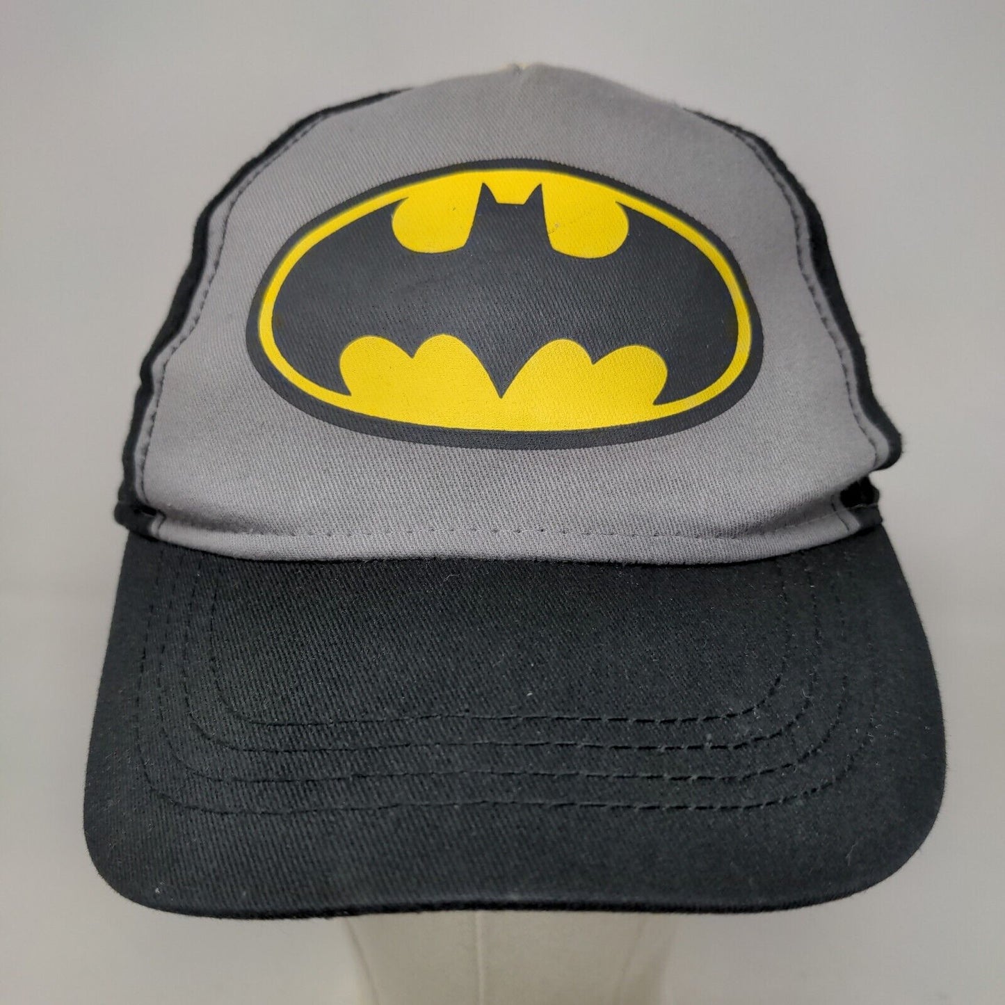 Batman Boy's Strapback Hat Black Gray Size OSFM Graphic Logo 100% Cotton