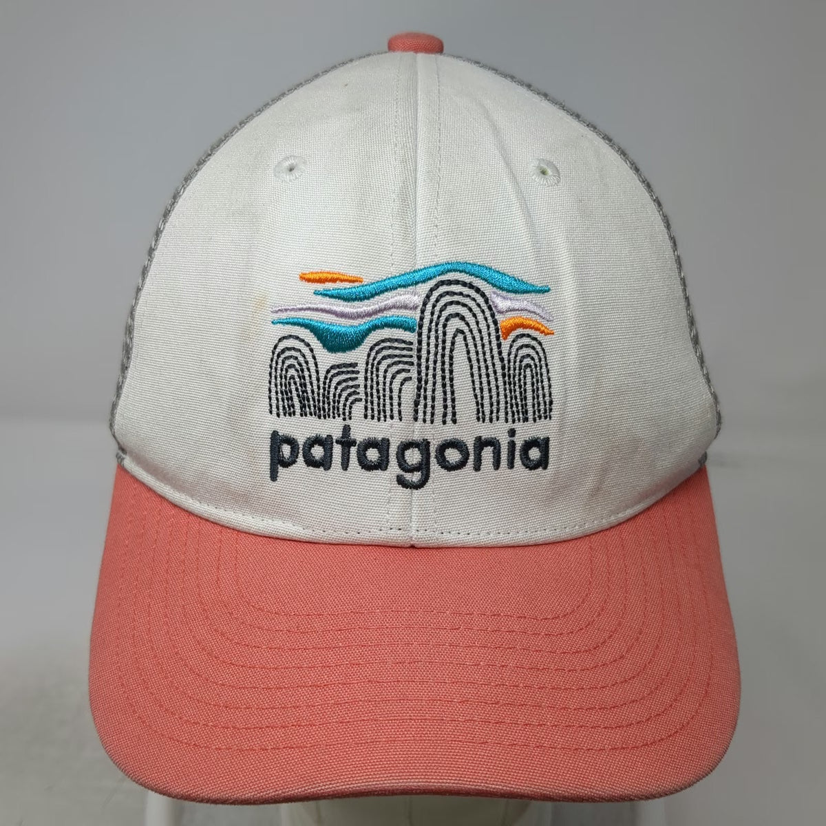 Patagonia Trucker Hat White OS Mesh Back Embroidered Logo Snapback Mountain