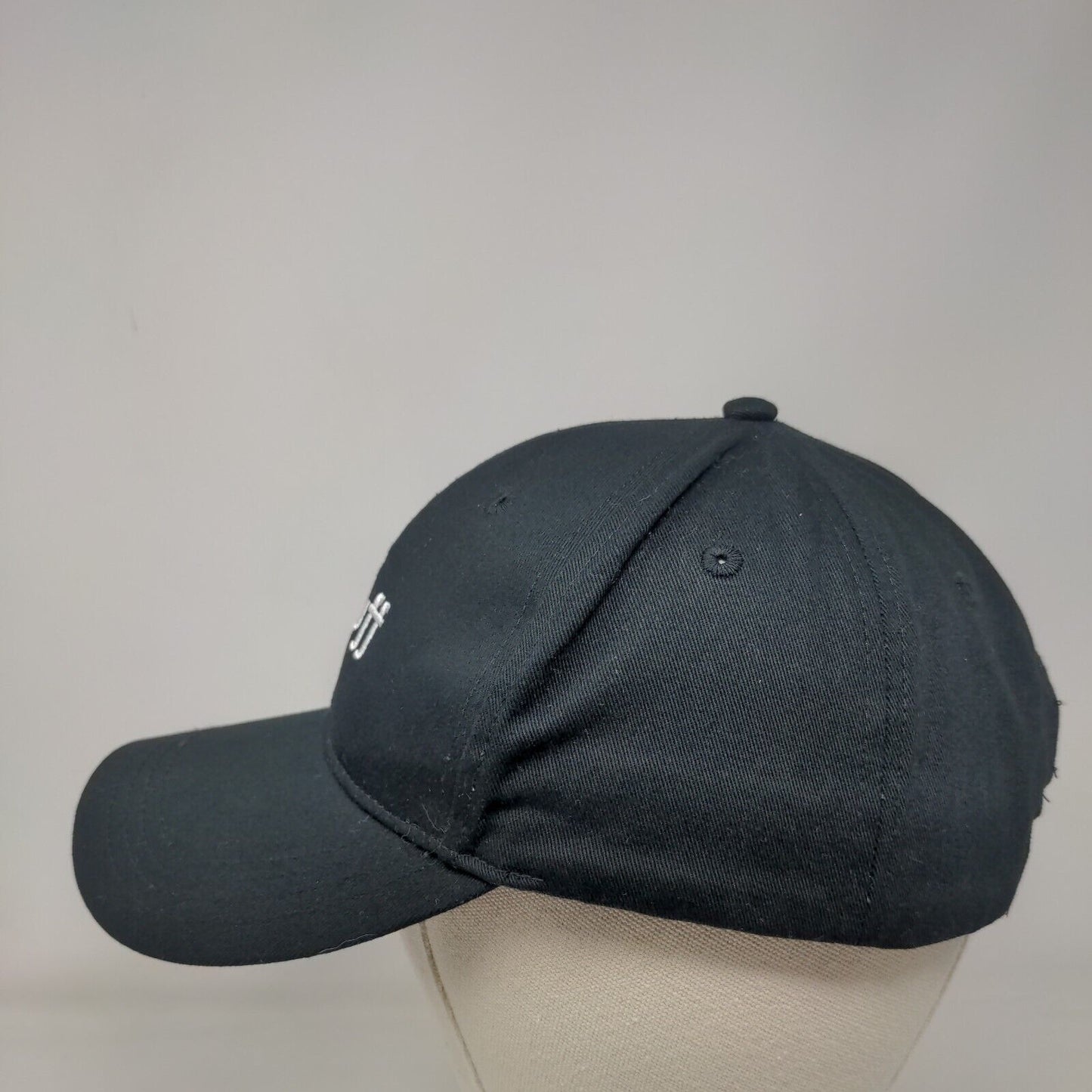 Go Puff Slideback Hat Black One Size Adjustable Embroidered Vented Holes 6 Panel