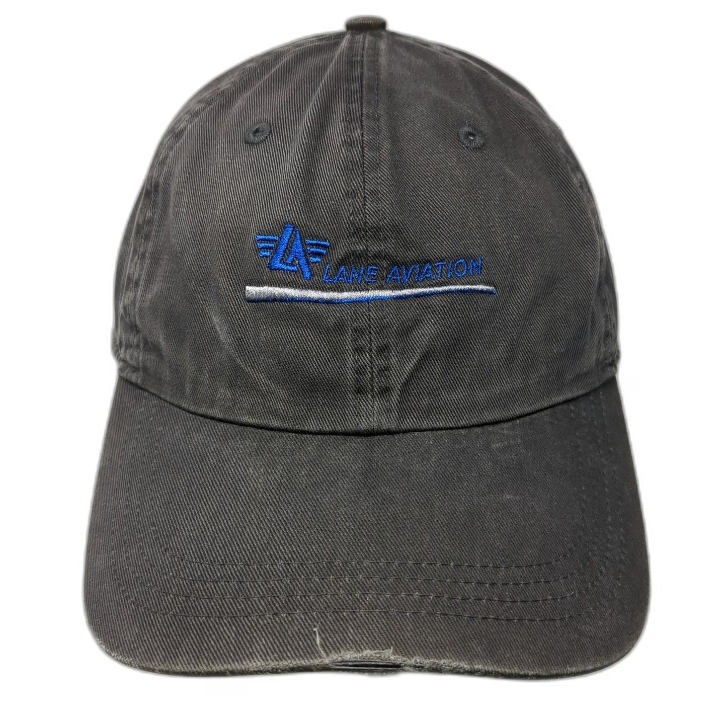 Ahead Baseball Cap Gray One Size Lane Aviation Logo Slideback Hat Industrial