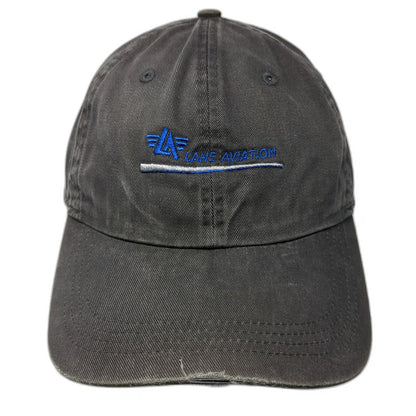 Ahead Baseball Cap Gray One Size Lane Aviation Logo Slideback Hat Industrial