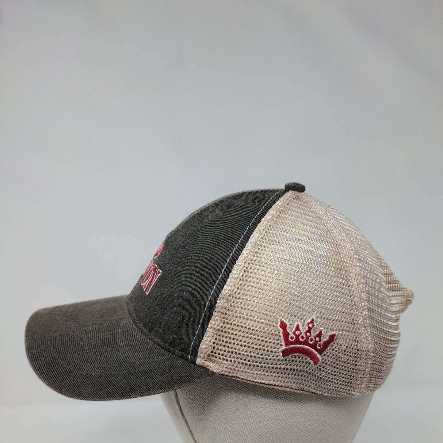 Ashton Slideback Trucker Hat Gray OSFA Adjustable Embroidered Mesh Back 6 Panel