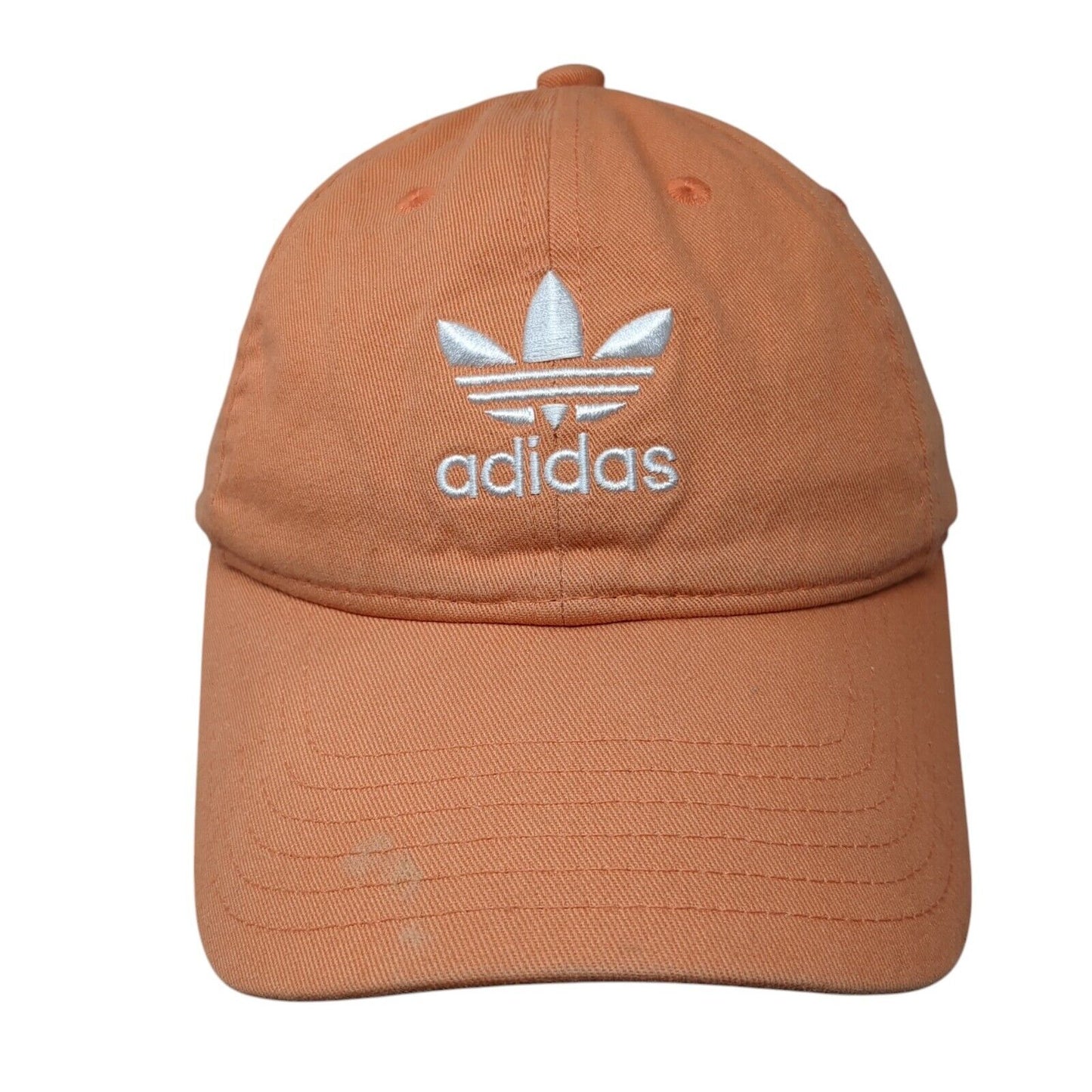 Adidas Slideback Hat Orange One Size Adjustable Embroidered 6 Panel Cotton