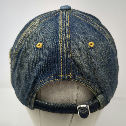 Blue 5 Panel One Size American Flag 250th Anniversary Frayed Denim USA 1776 Hat