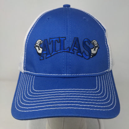 Atlas Snapback Mesh Back Trucker Hat Blue OSFM Embroidered Marine