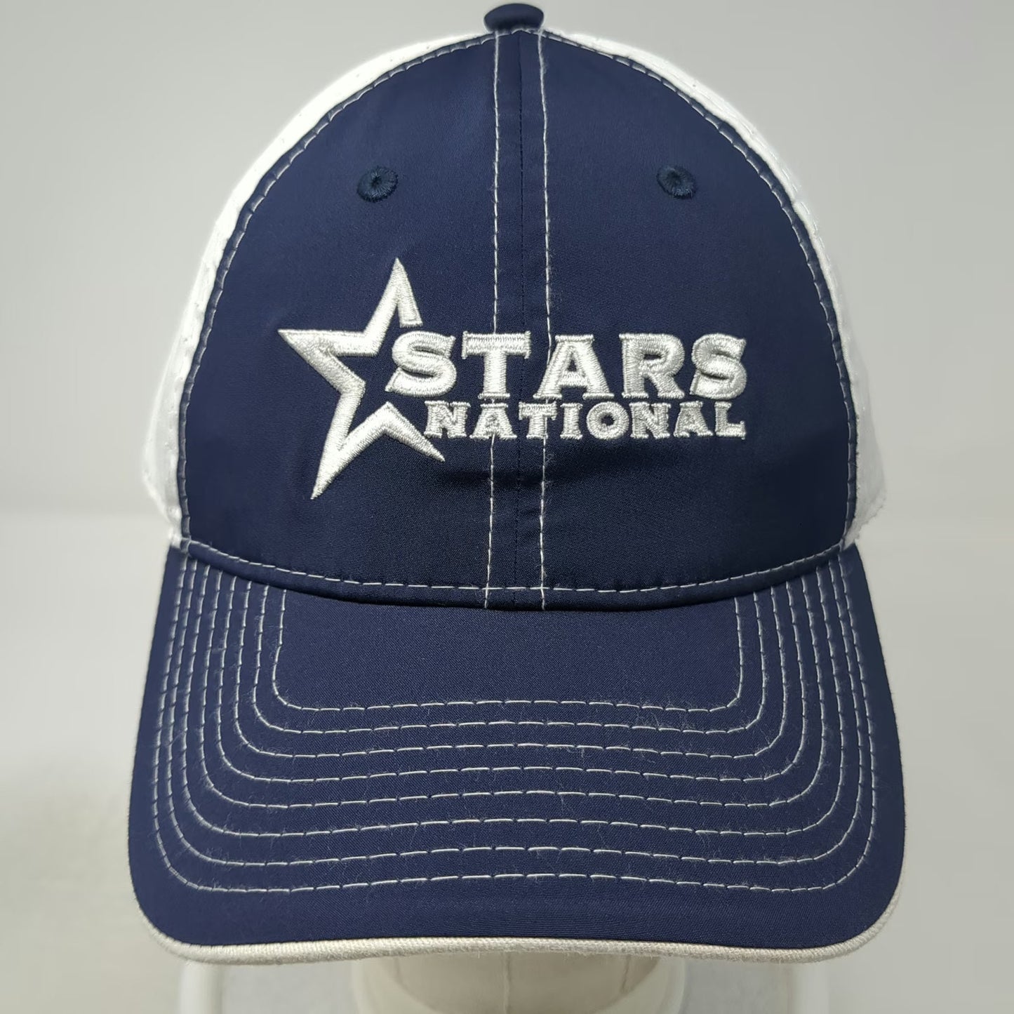 The Game Stars National Baseball Cap Blue White One Size Slideback Perforated