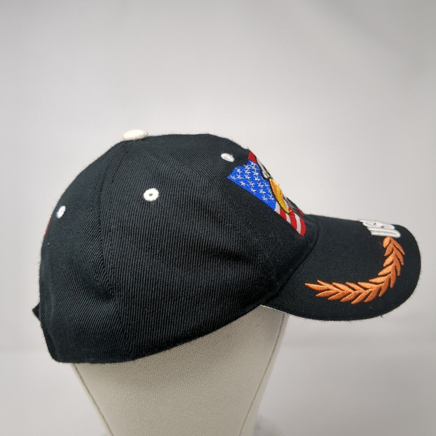USA Flag Eagle Strapback Hat Black One Size Adjustable Embroidered Huyu