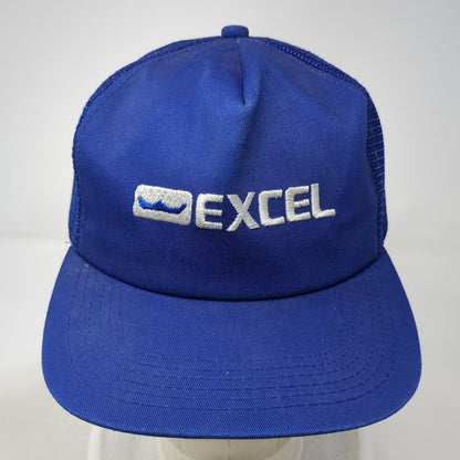 Excel Logo Trucker Hat Blue One Size Adjustable Mesh Back Embroidered Design