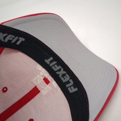 Flexfit Baseball Cap Red XL Consigli Construction Logo US Flag Patch Hat