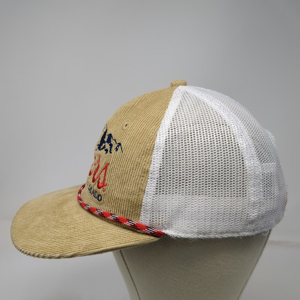 Coors Trucker Hat Brown White Red Blue One Size Corduroy Rope Snapback Beer