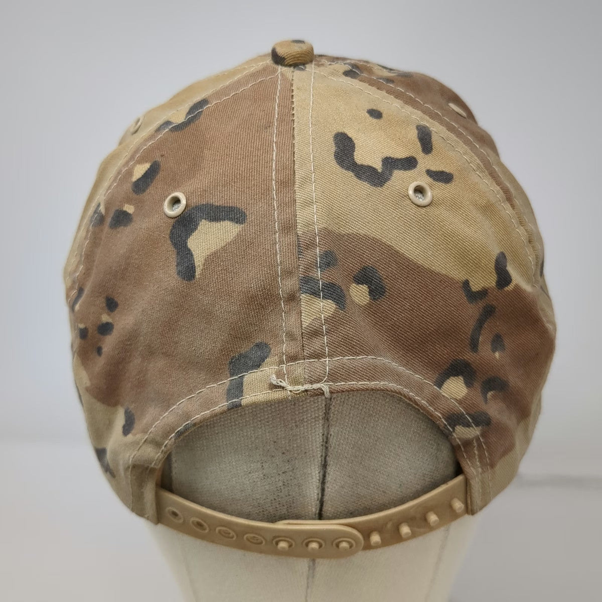 Atlas 5 Panel Beige US Army Saudi Desert Storm 1991 Camo Snapback Hat Vintage