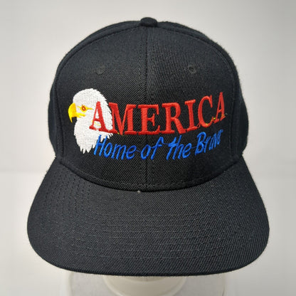 America Home of The Brave Snapback Hat Black OS Adjustable Embroidered Otto