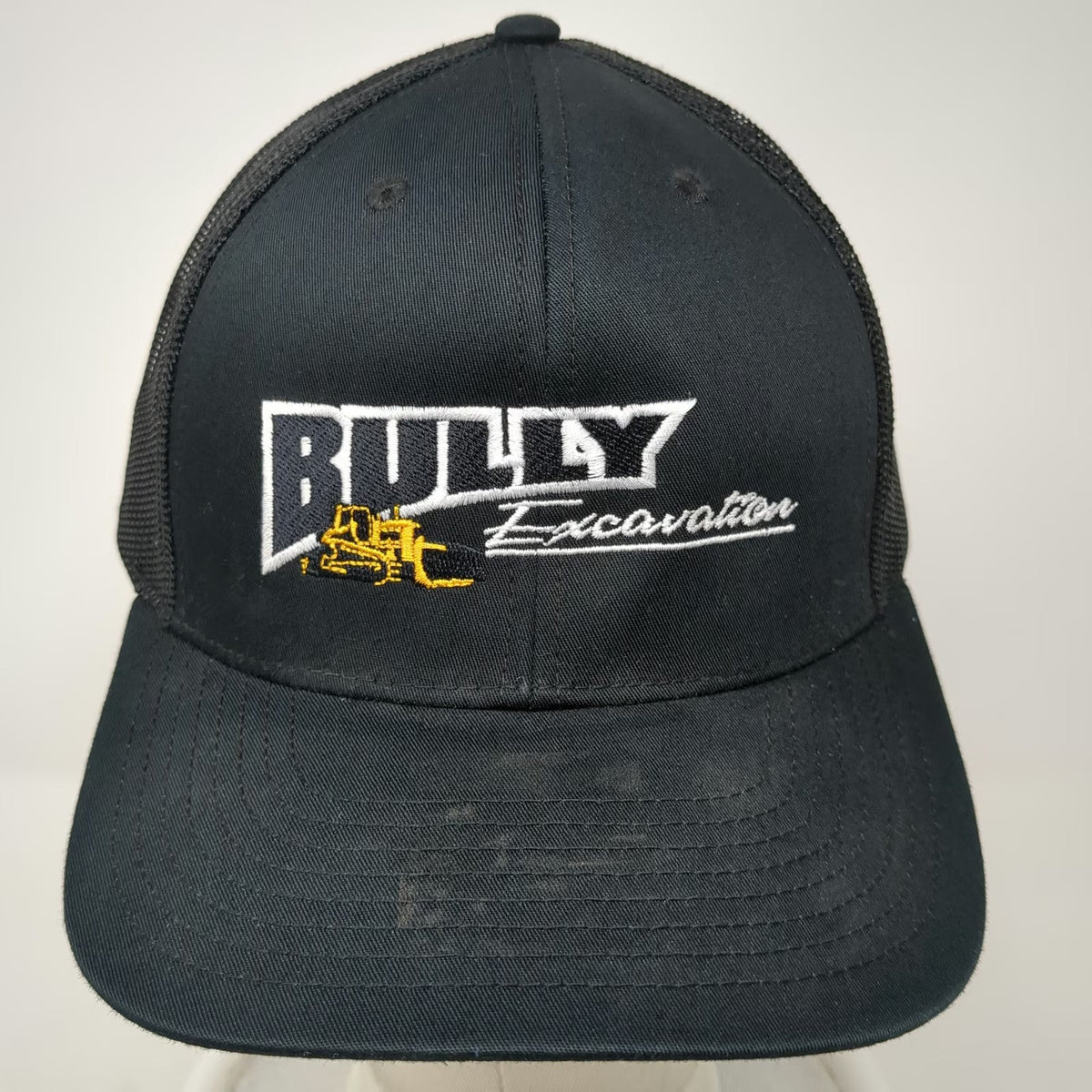 Richardson Trucker Hat Black One Size 112 Bully Excavation Bulldozer Snapback