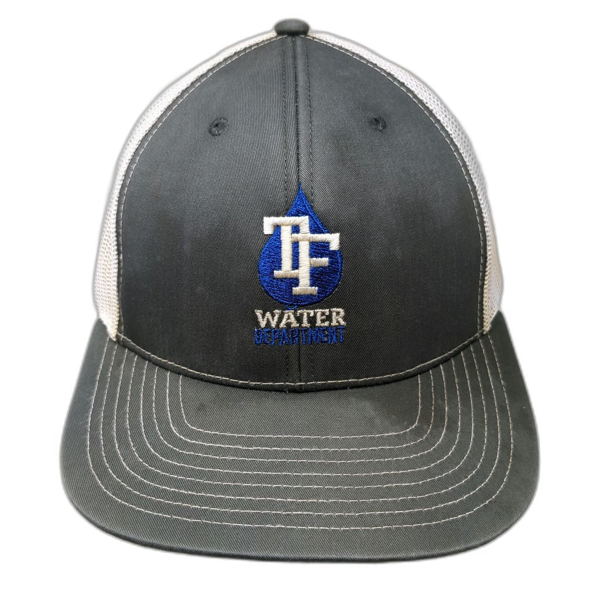Richardson Trucker Hat Gray One Size TF Water Department Logo Snapback Mesh Cap