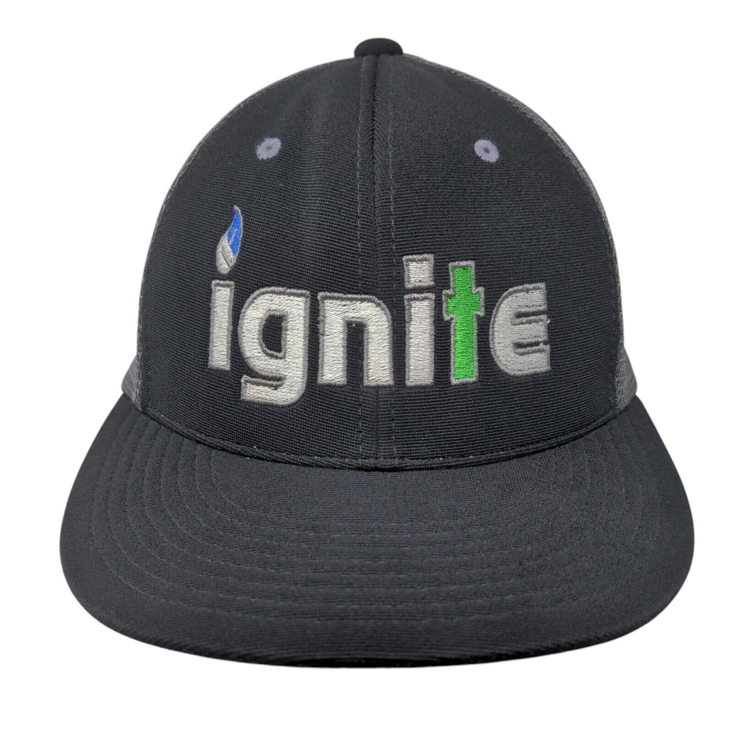 Ignite Fitted Trucker Hat Black S/M Mesh Back Breathable Pacific Headwear
