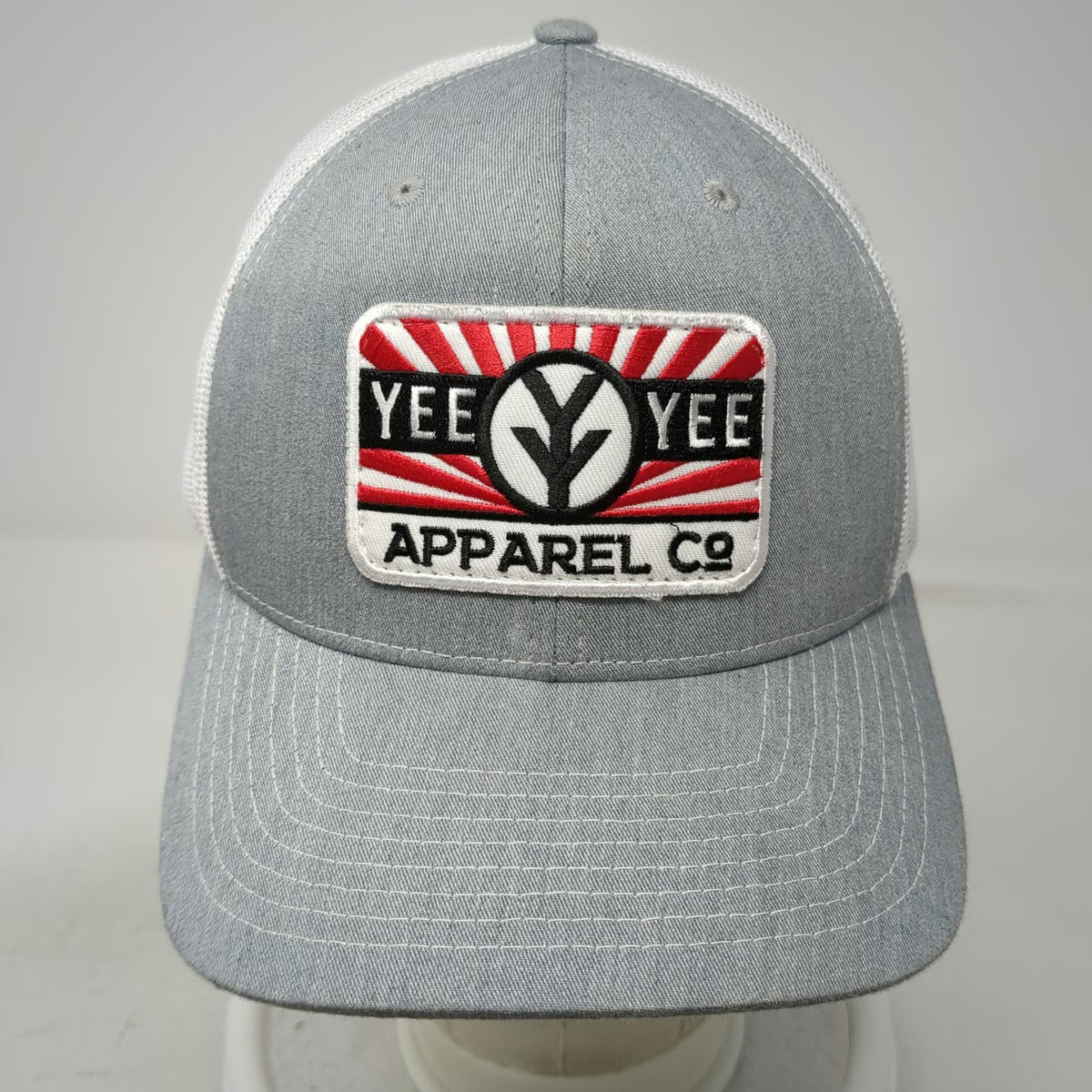 Richardson Yee Yee Apparel Co Trucker Hat Gray One Size Snapback Mesh Back Patch